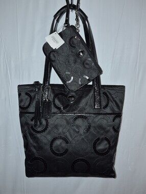 New! Coach Poppy Signature C Sequin Tote And Wristlet Set! NWT/NWOT